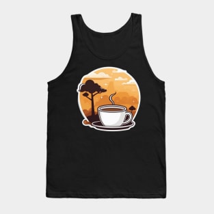 hot coffee cup with orange landscape Tank Top